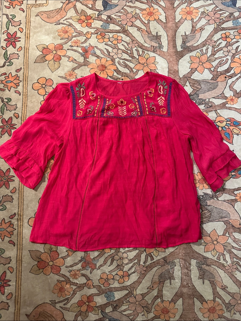 Vintage Embroidered Tunic - Fuchsia Pink